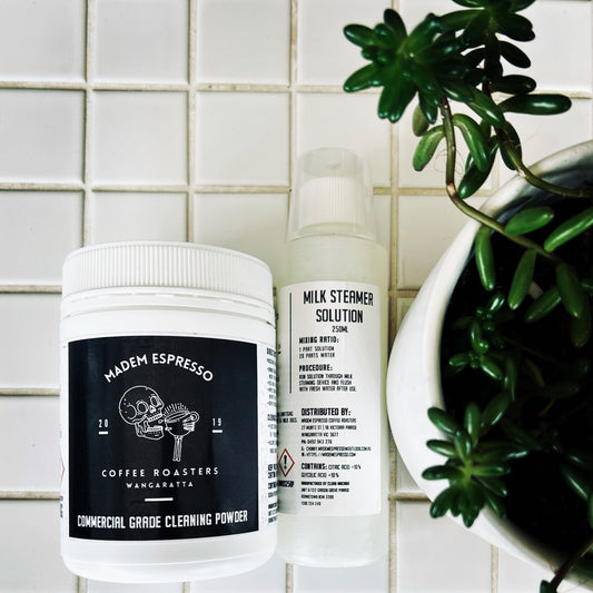 Espresso Machine Powder (100g) & Milk Steamer Solution (250ml) - DUO