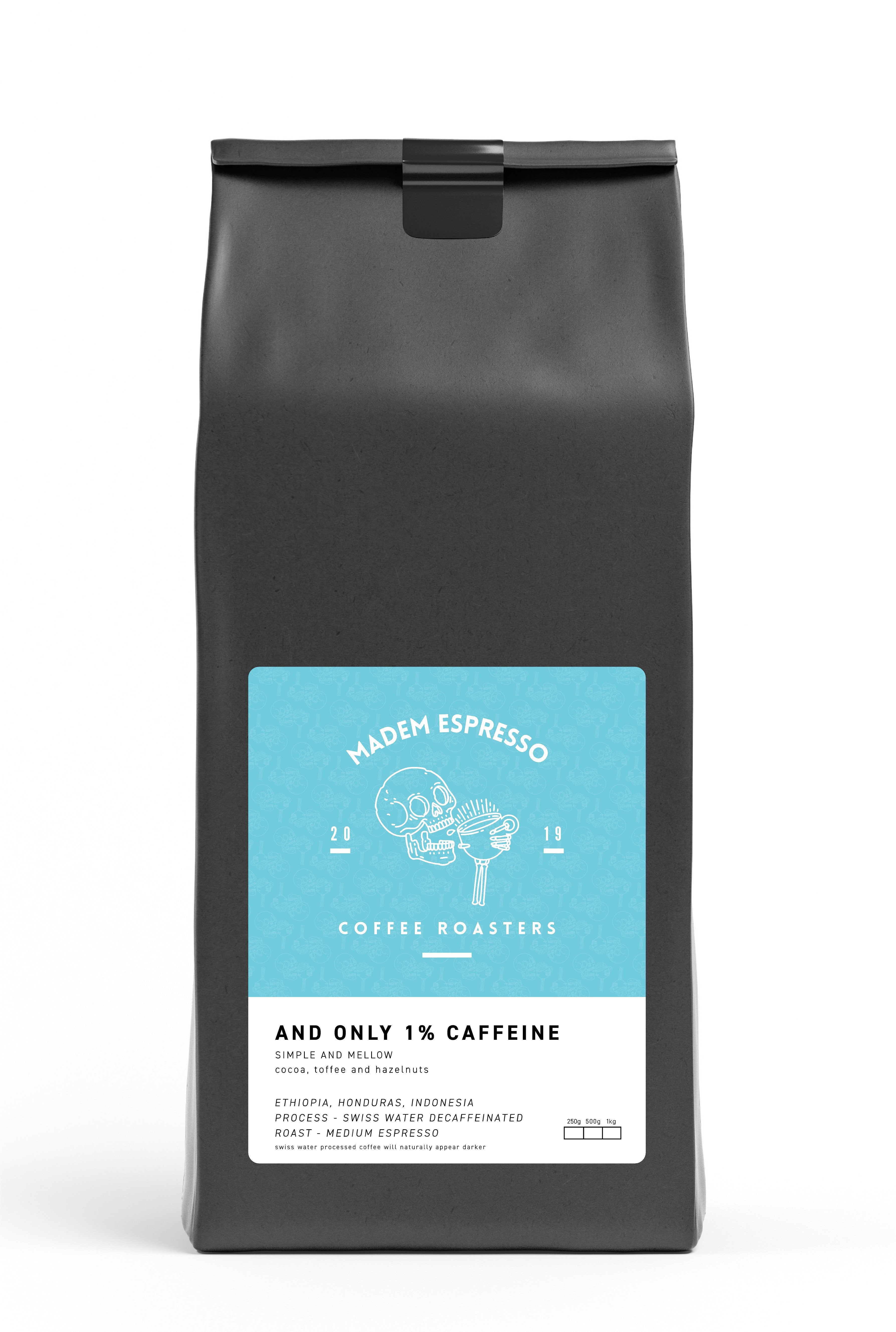 And only 1% caffeine (SWP Espresso Decaf Blend)